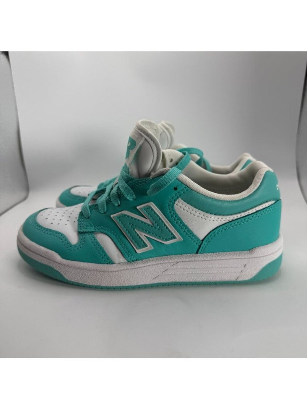 New Balance 480 Kids Sneakers Teal & White Size 1 US Lace-Up Cushioned Sole - Picture 4 of 8